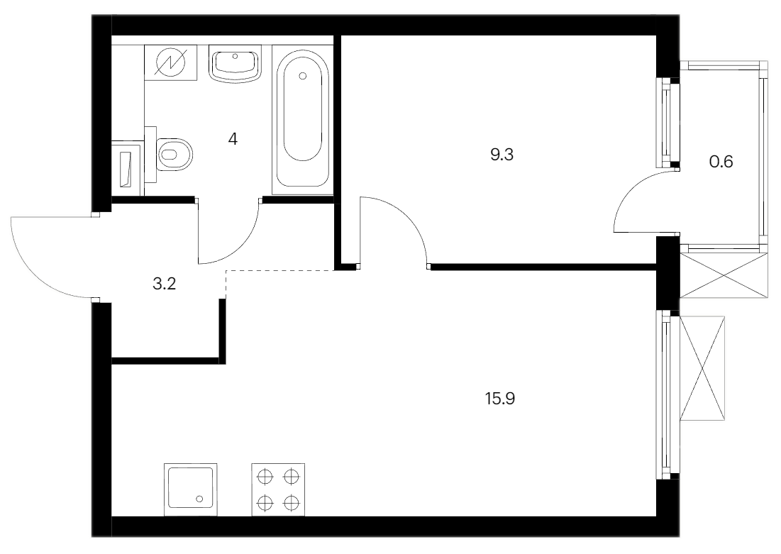 1-комнатная квартира 33 м², 6/12 эт., ЖК «Витебский парк»